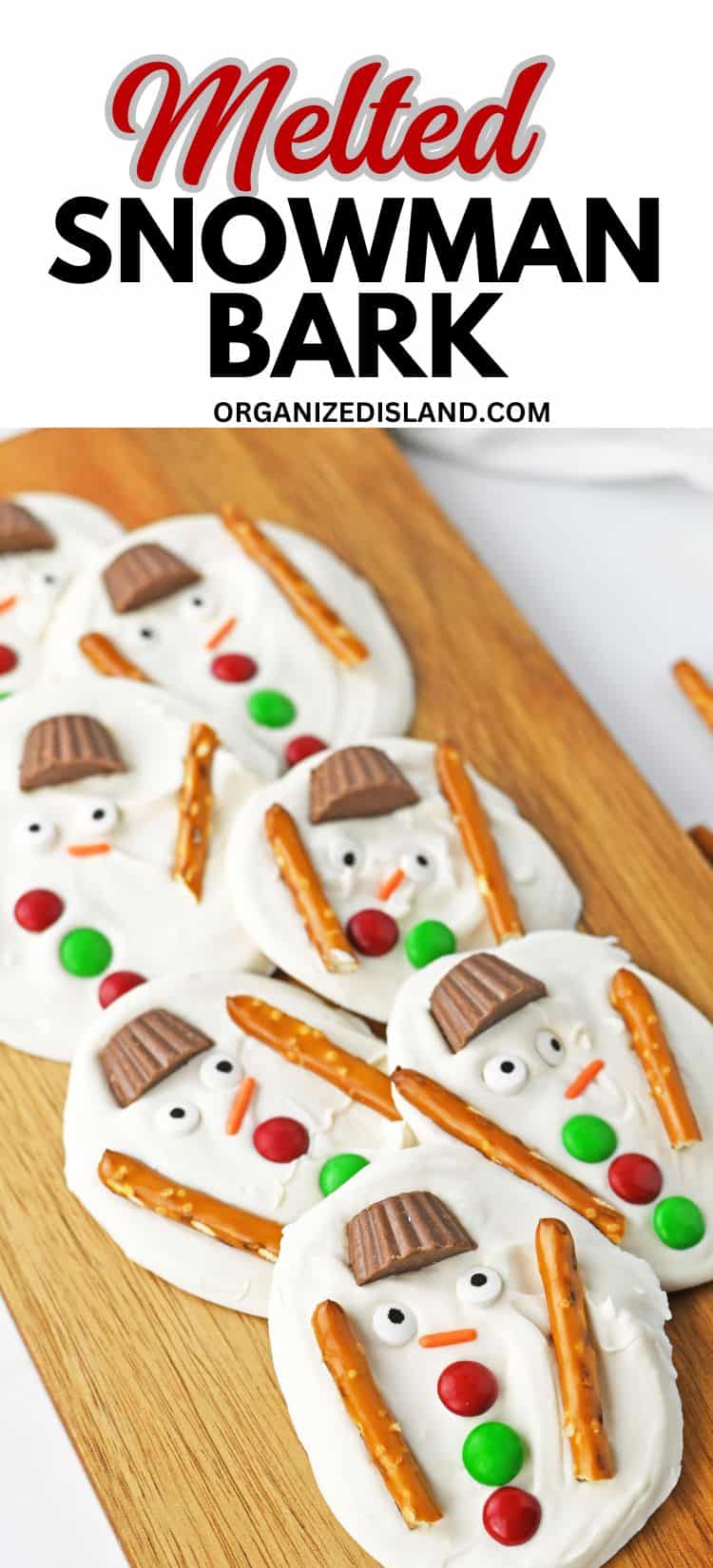Melted Snowman Bark on serving platter.