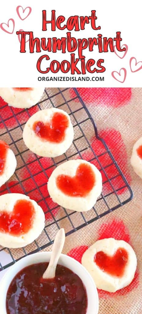 Heart Thumbprint Cookies on rack.