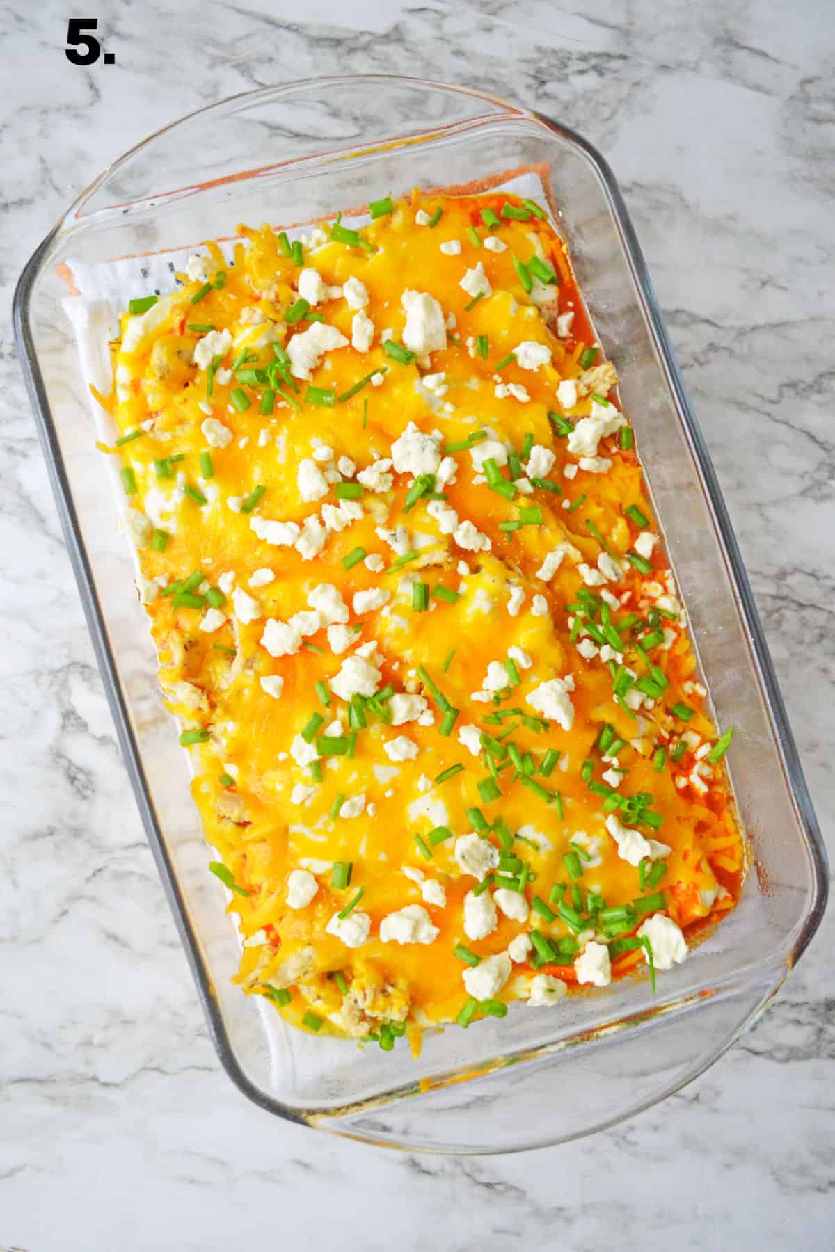 How to Make Buffalo Chicken Dip with Blue Cheese - Step 5 - Add green onions and warm dip.