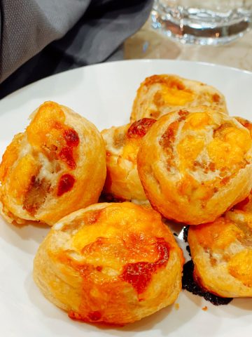 Sausage Pinwheels with Crescent Dough on plate.