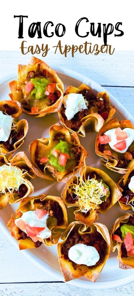 Taco Cups oon tray with different fillings.