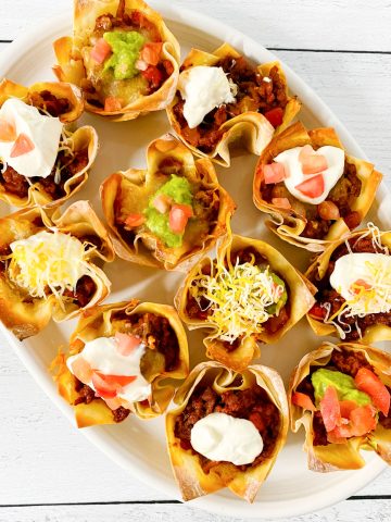 Taco Cups on tray.