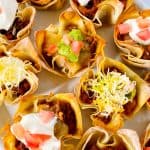 Taco Cups Wonton on plate.