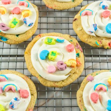 Lucky Charms Cookies Recipe on tray.