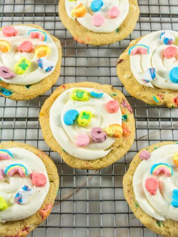 Lucky Charms Cookies Recipe on tray.