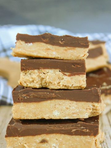 Old Fashioned Peanut Butter Bars stacked.