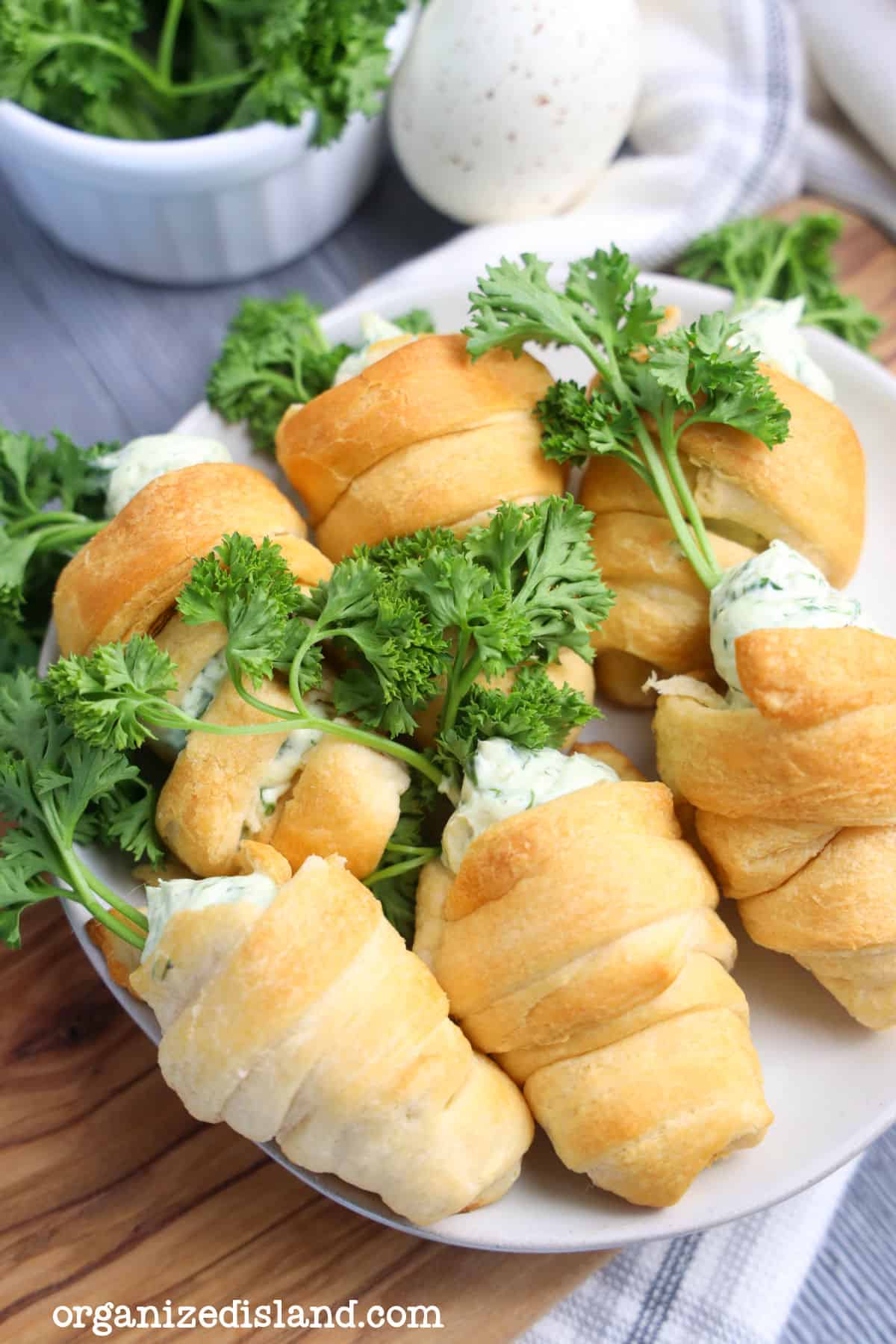Carrot Crescent Rolls on plate.