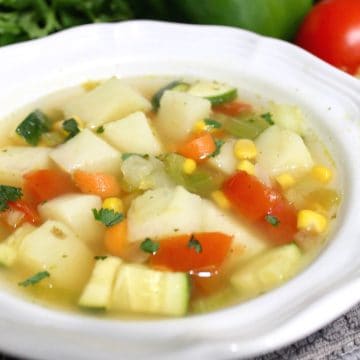 Chunky Vegetable Soup Recipe in bowl.