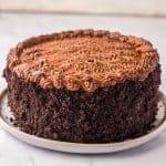 Costco Chocolate Mousse Cake Copycat on white plate.