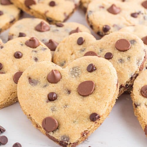 Heart Shaped Chocolate Chip Cookies - Organized Island