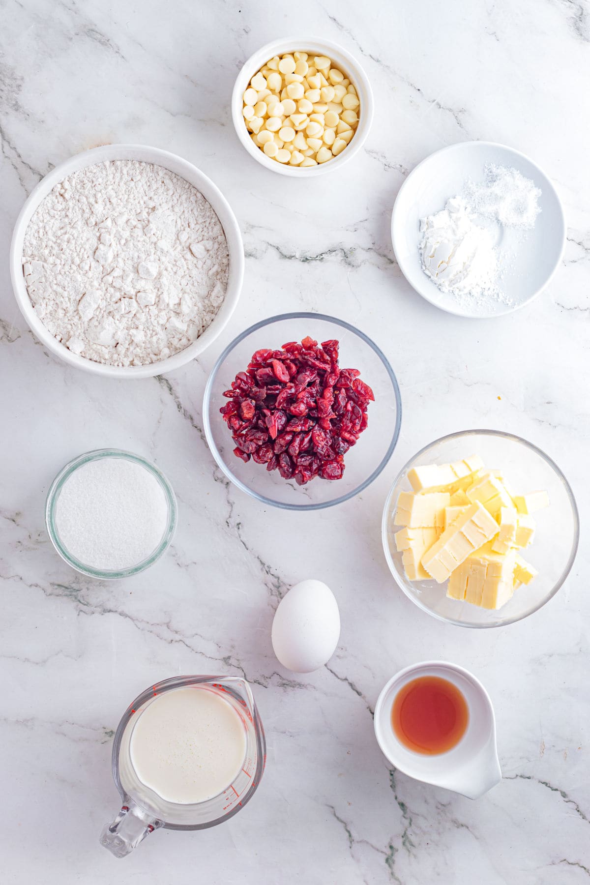 Cramberry White Chocolate Scones Ingredients