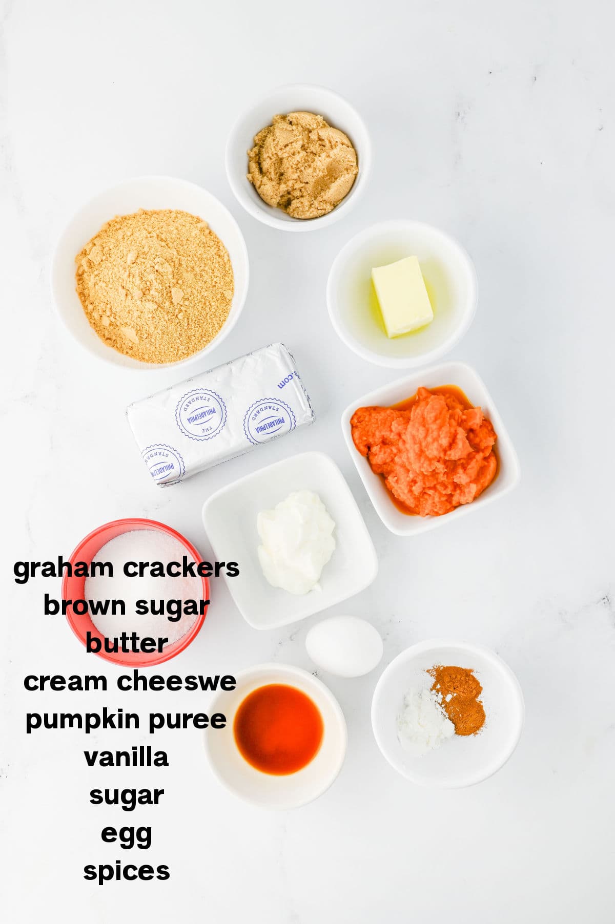 Mini Pumpkin Cheesecakes Ingredients