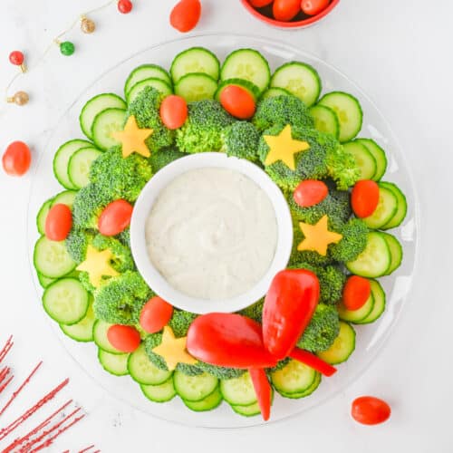 Easy Christmas Wreath Veggie Tray Recipe