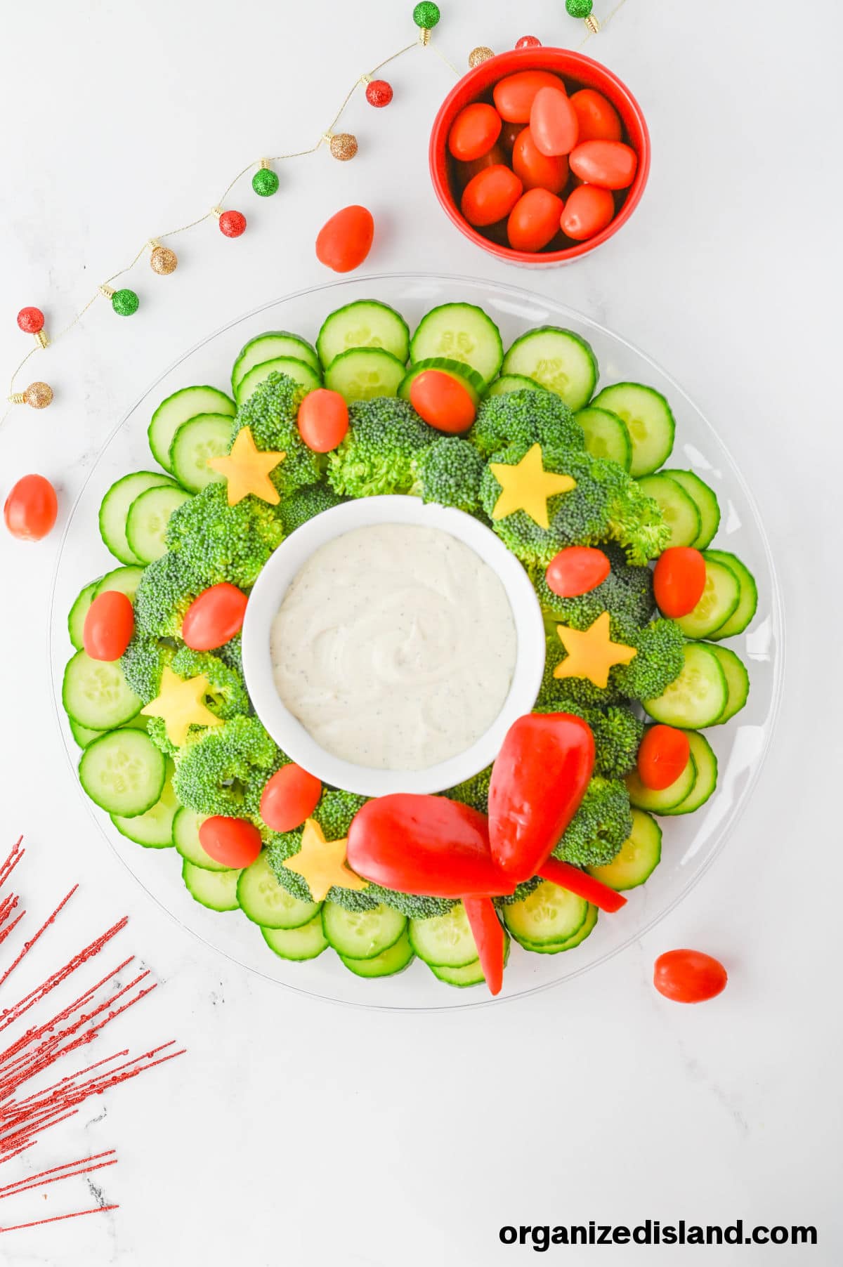 Easy Christmas Wreath Veggie Tray Recipe