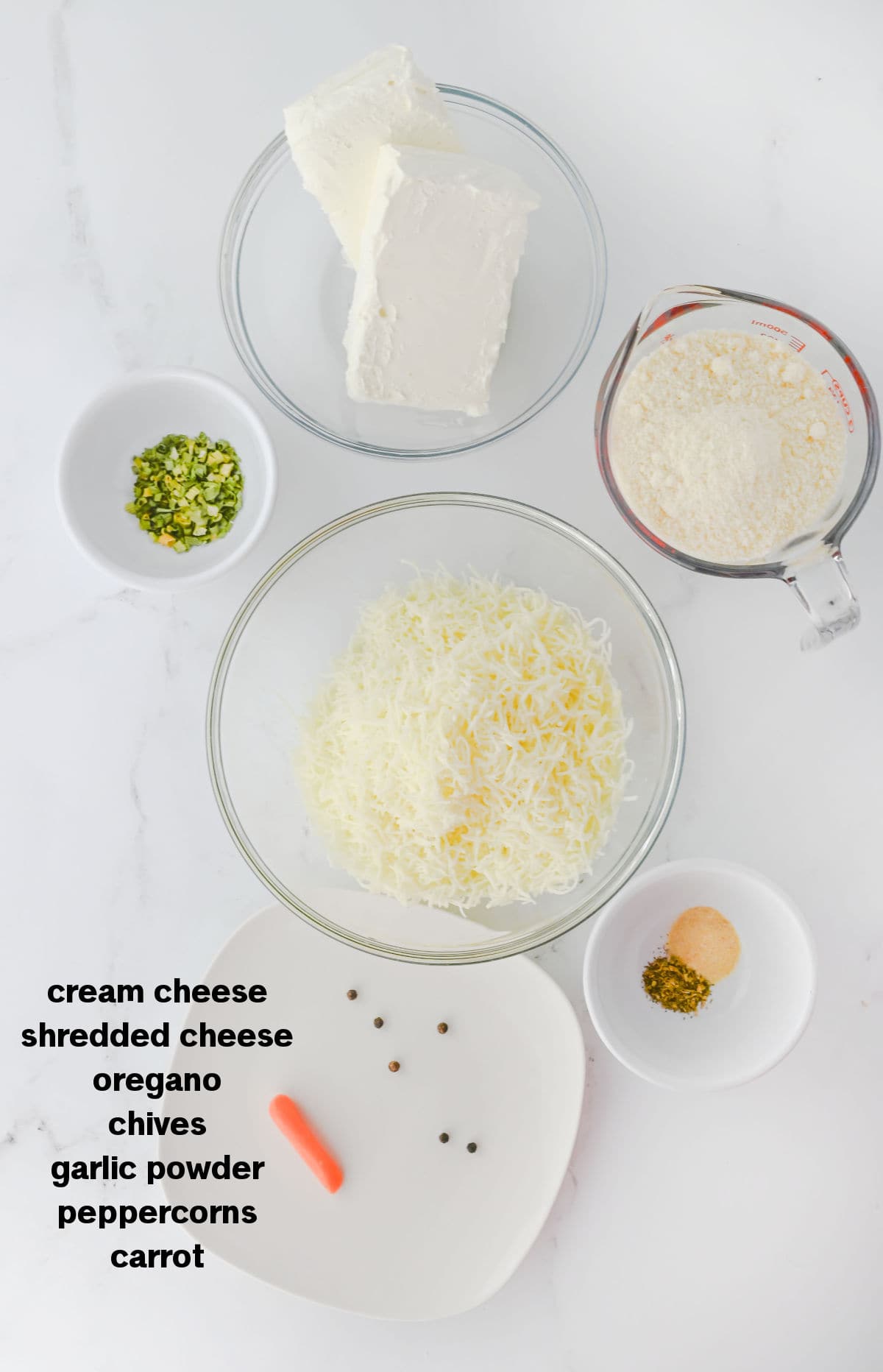 Snowman Cheese Ball Ingredients