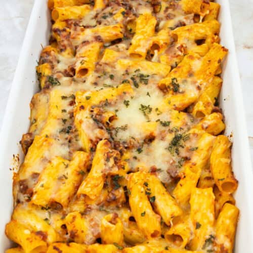 Baked Rigatoni Pasta with Jar Sauce