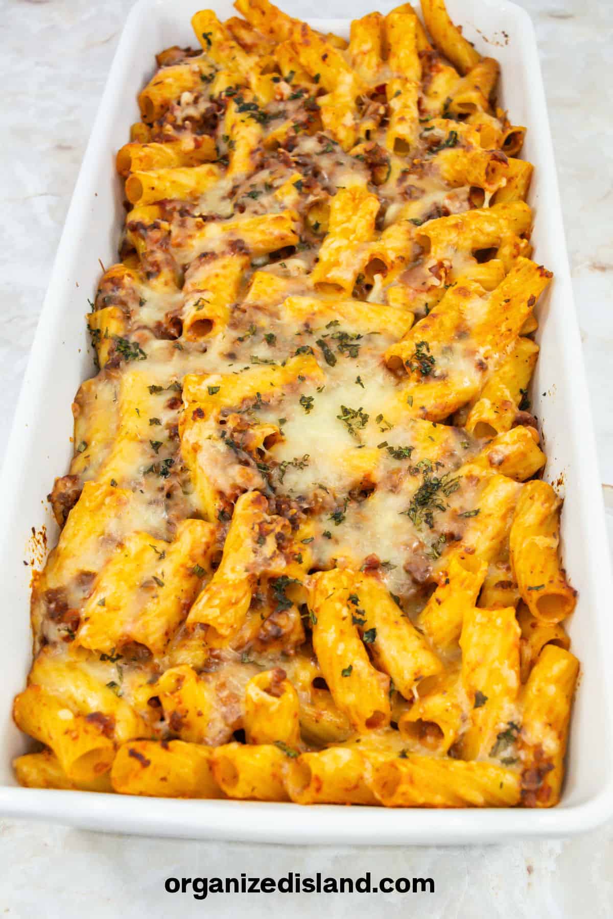 Baked Rigatoni Pasta with Jar Sauce