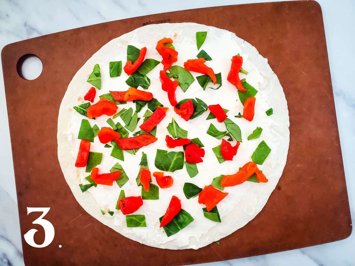 How to Make Roasted Red Pepper Spinach Pinwheels Step 3