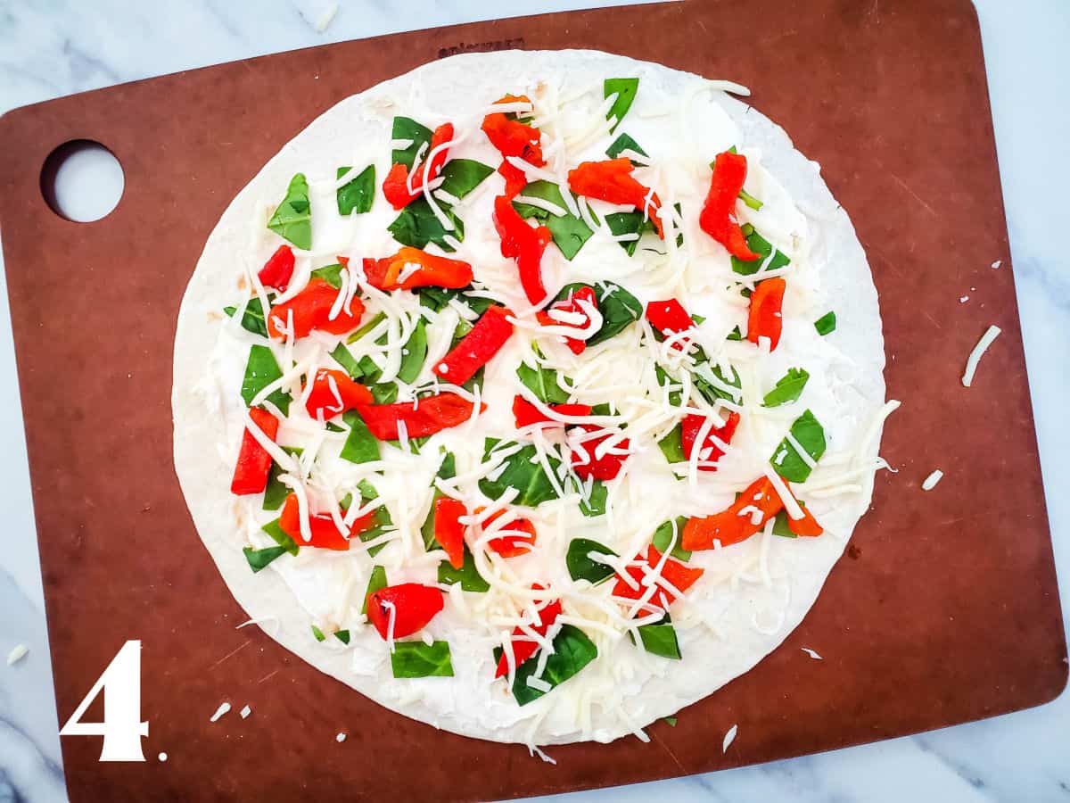 How to Make Roasted Red Pepper Spinach Pinwheels Step 4