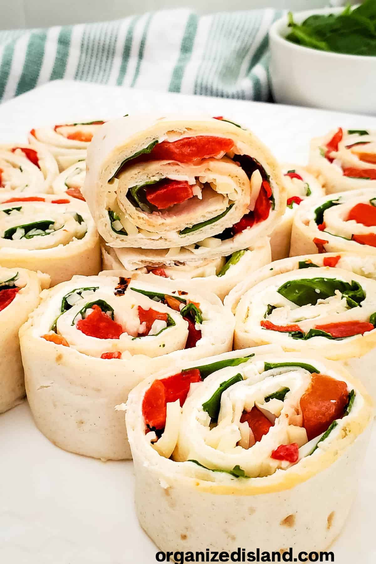 Roasted Red Pepper Spinach Pinwheels