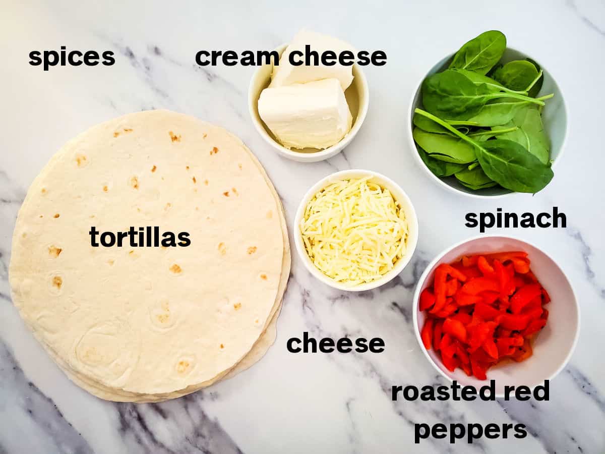 Roasted Red Pepper Spinach Pinwheels Ingredients