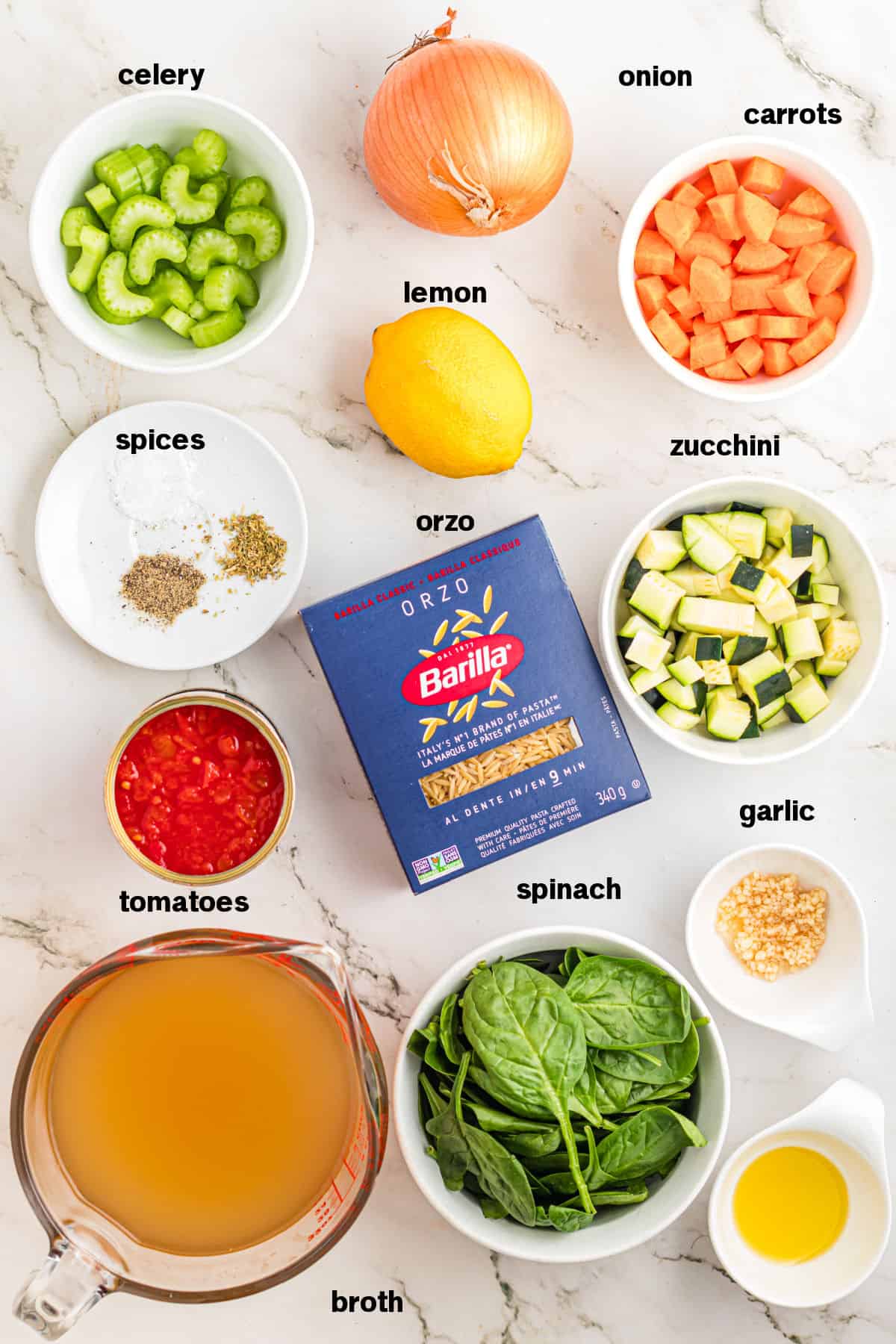 Vegetable Orzo Soup Ingredients