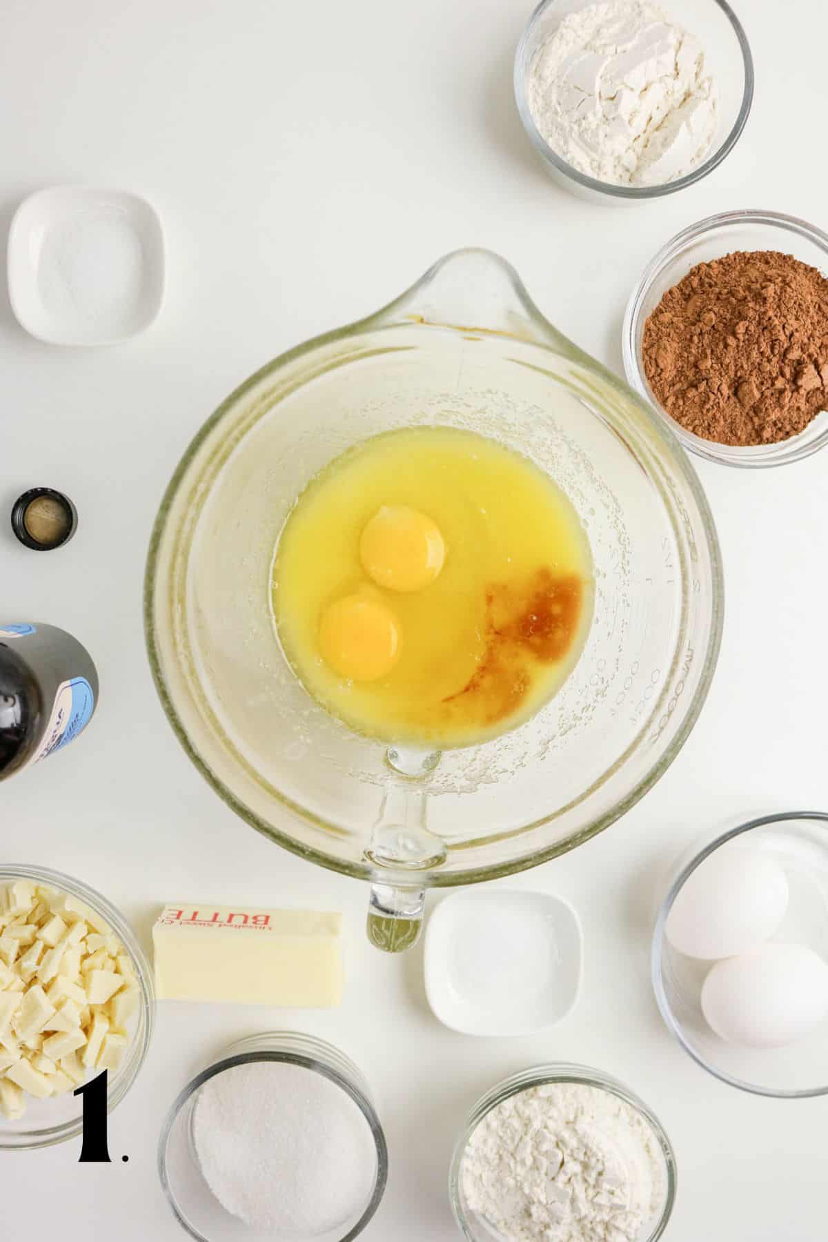 How to Make Chocolate and White Chocolate Brownies Step 1