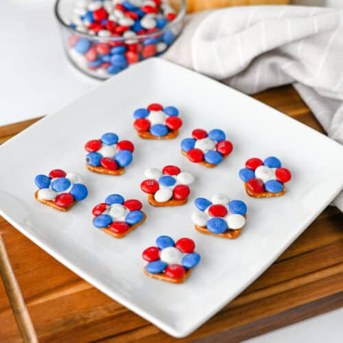 Red White and Blue Flower Pretzels