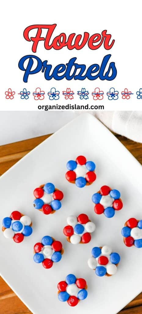 Red White and Blue Flower Pretzels