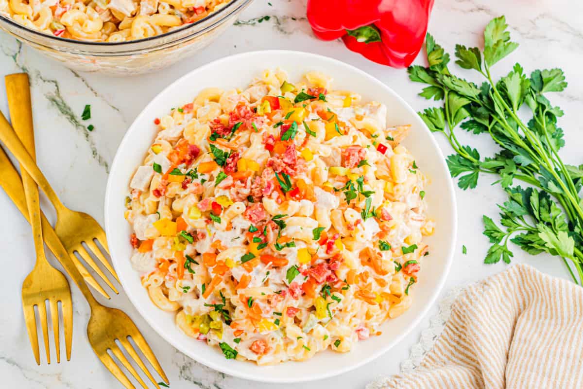 Easy Chicken Macaroni Pasta Salad