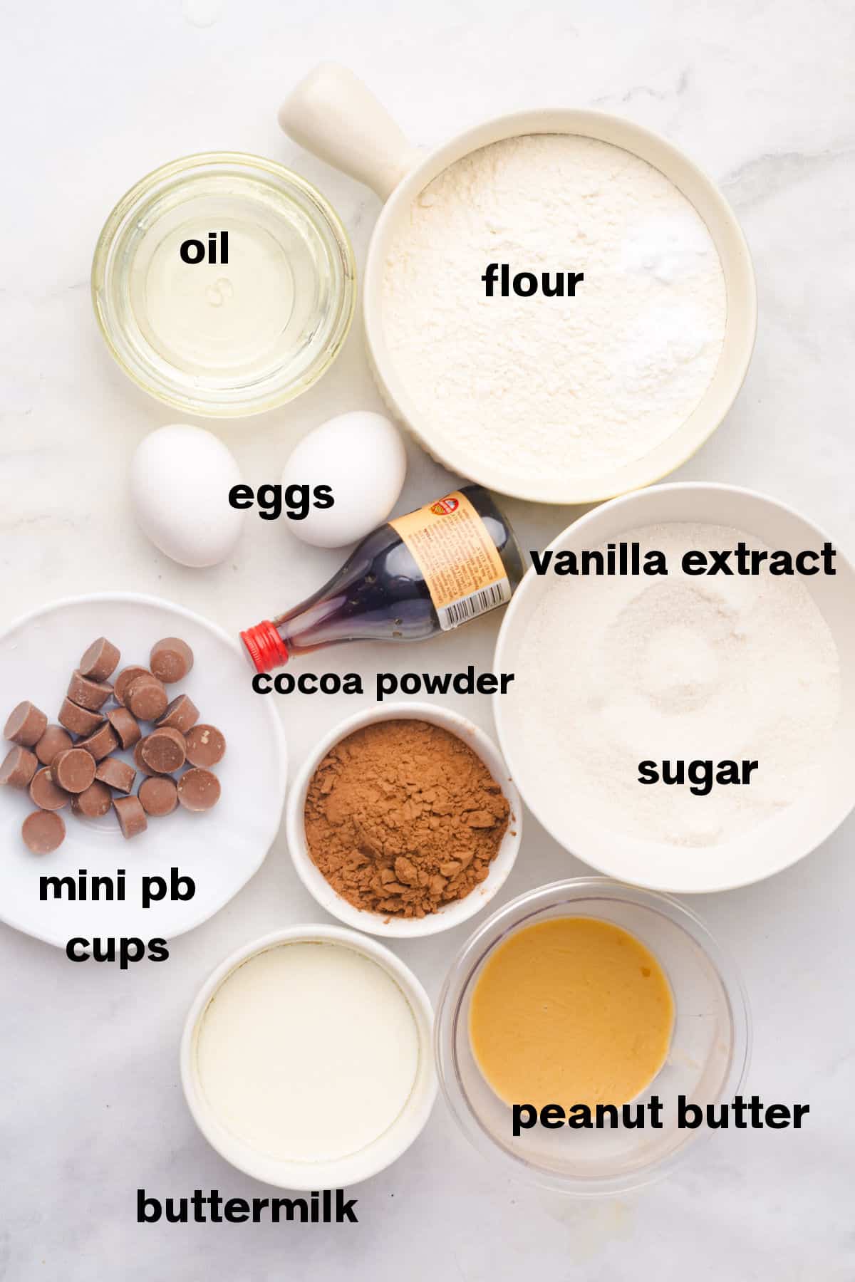 Easy Chocolate Peanut Butter Cup Cupcakes ingredients