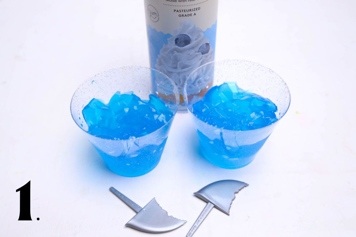 How to Make Shark Jello Cups Step 1