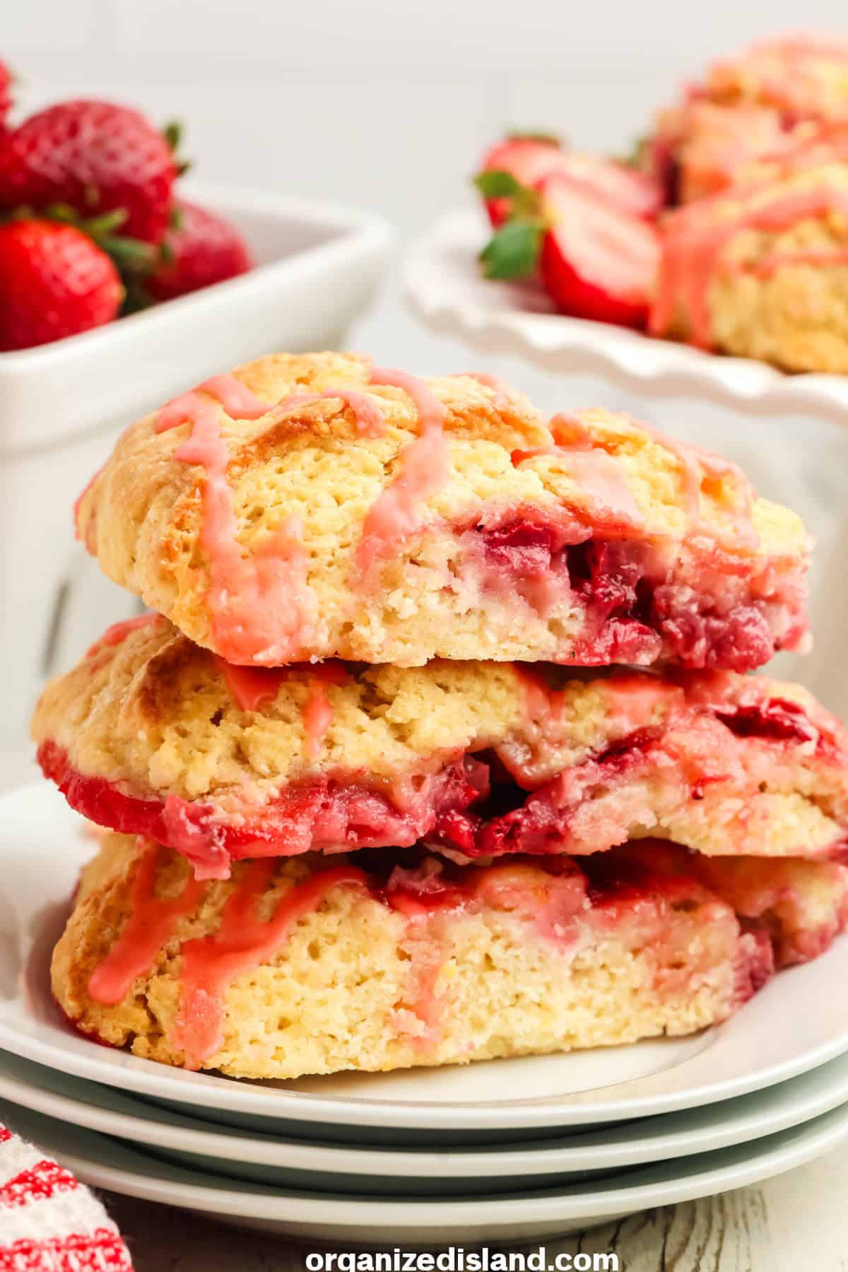 Strawberry Scones with Strawberry Icing
