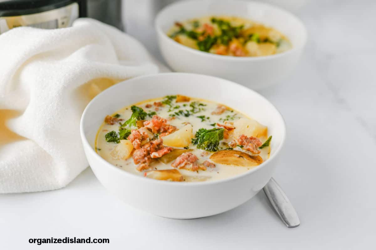 Best Crock Pot Zuppa Toscana in white bowl.