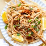 Chicken Pad Thai on plate.