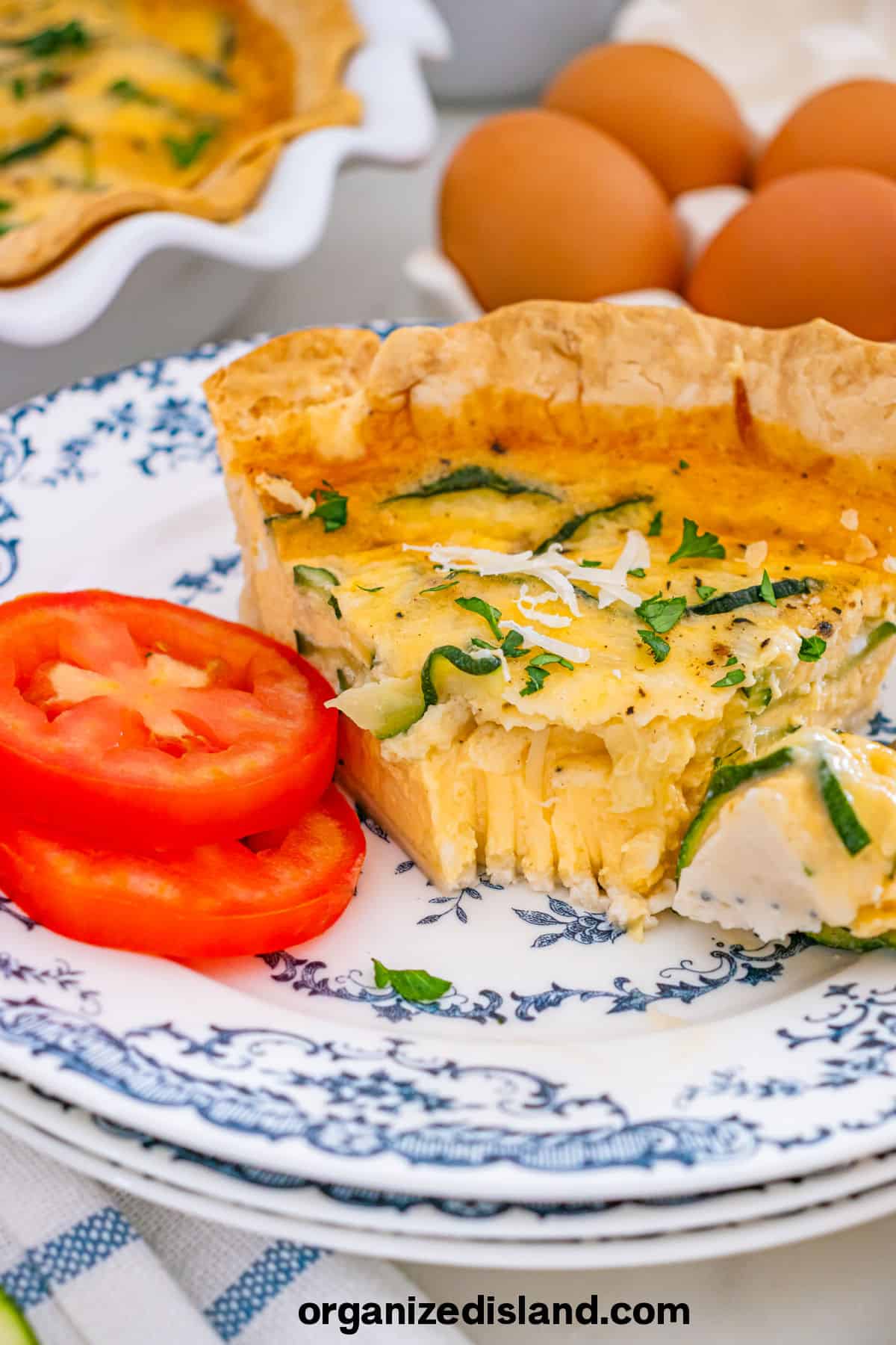 Easy Zucchini Quiche on plate.
