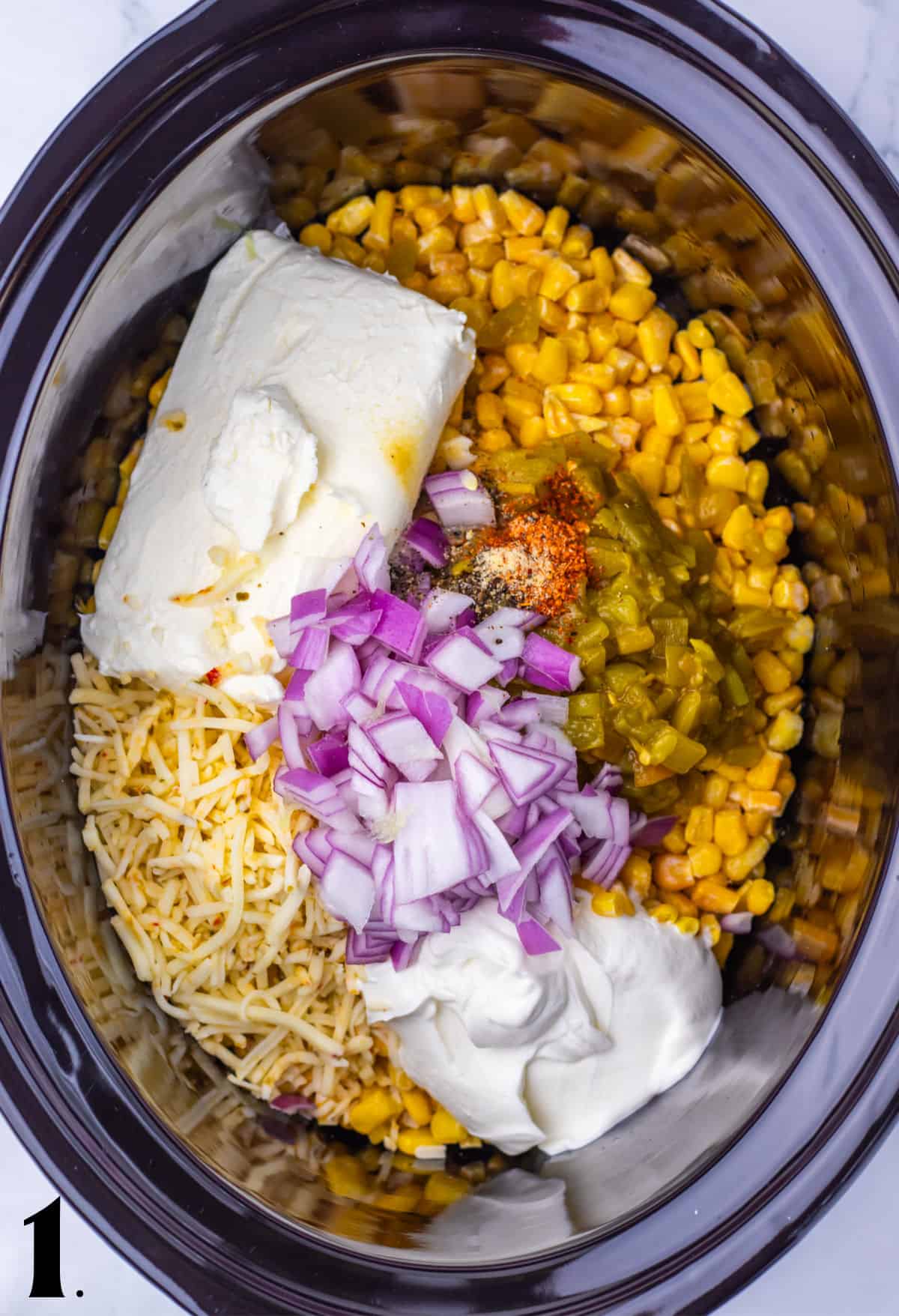 How to Make Slow Cooker Mexican Street Corn Dip Step 1