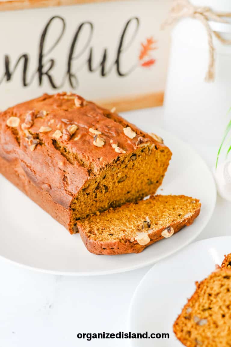 Pumpkin Banana Bread on plate, slide.d.