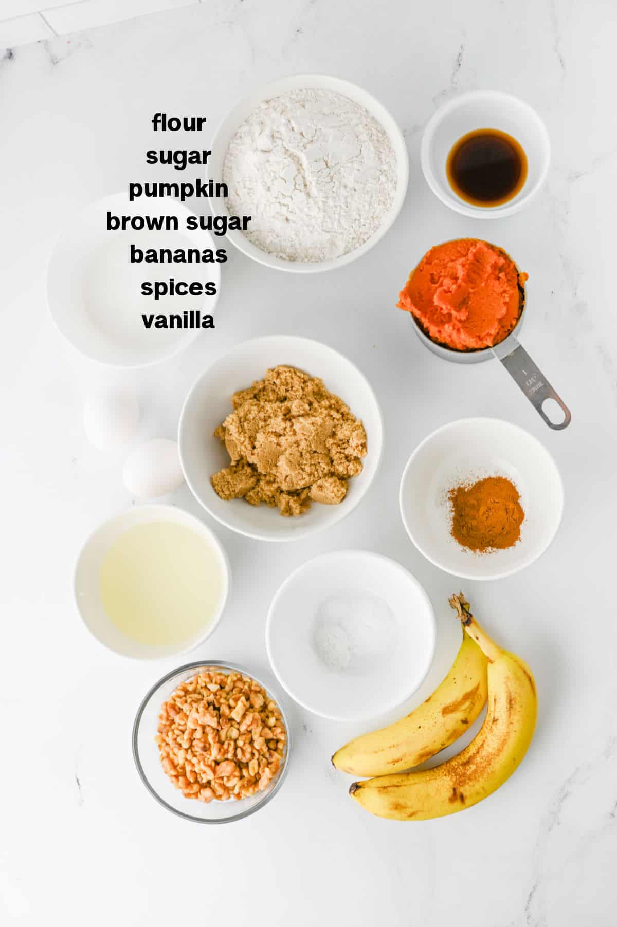 Pumpkin Banana Bread Ingredients