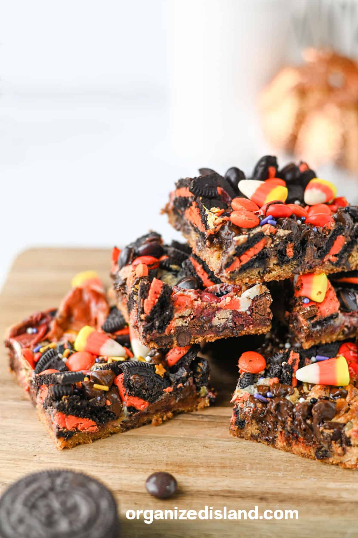 Easy Halloween Cookie Bars on board.