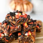 Halloween Cookie Bars made with leftover Halloween Candy,