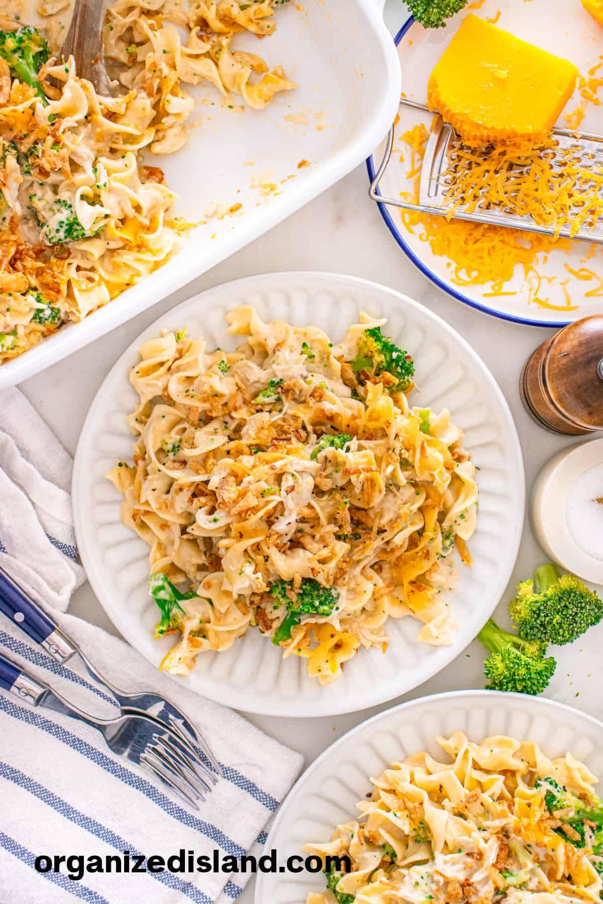 Chicken Broccoli Noodle Casserole Dinner.