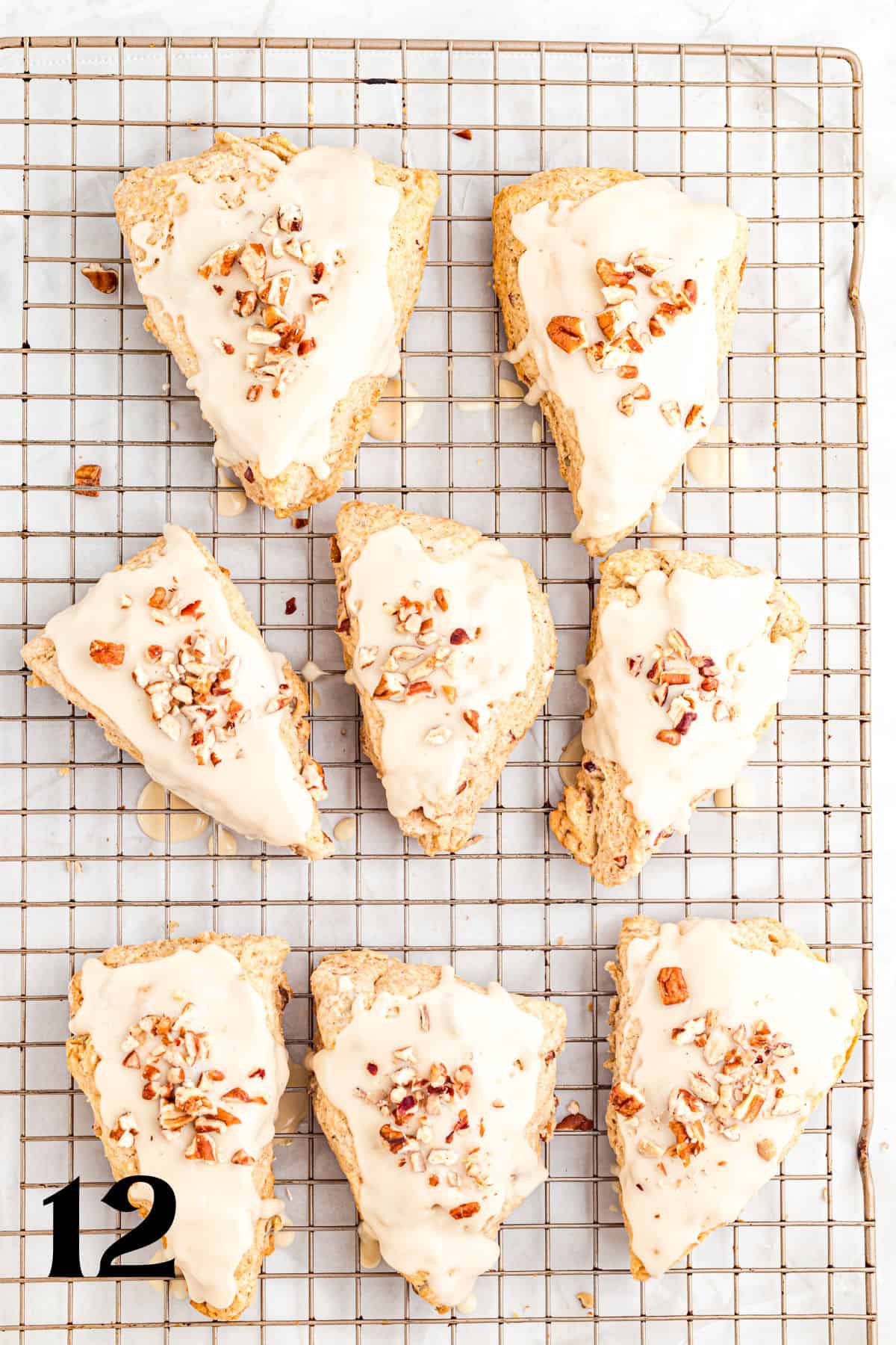 How to Make Pecan Maple Scones - Step 12 topped with nutes.
