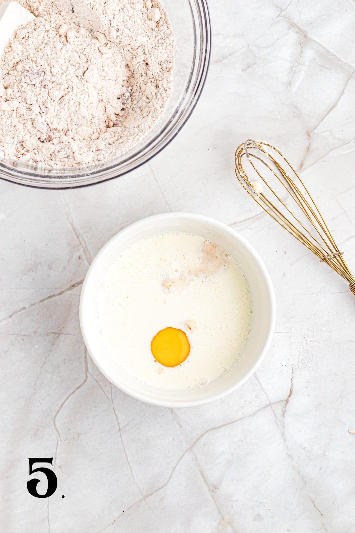 How to Make Pecan Maple Scones - Step 5 mixing egg.