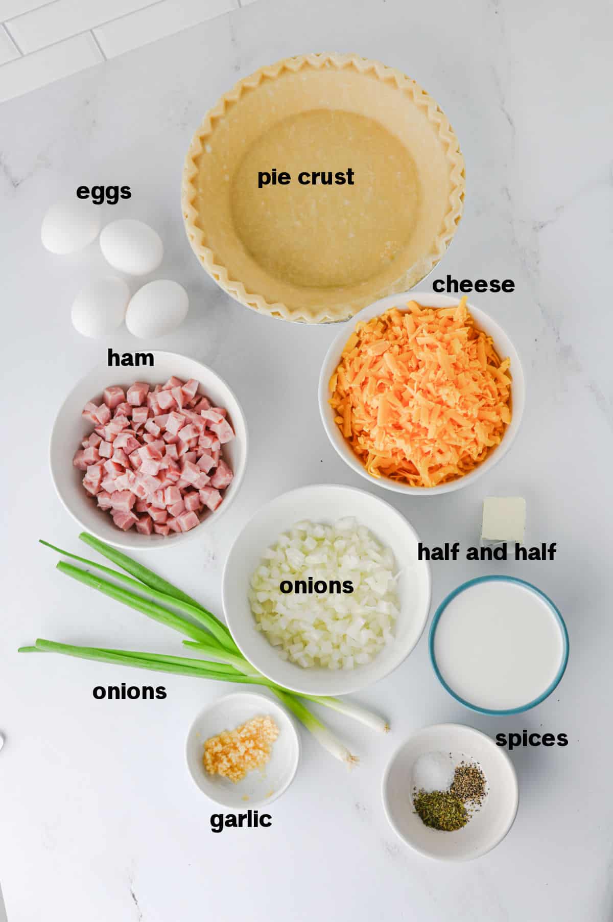 Ham and Cheese Quiche Ingredients