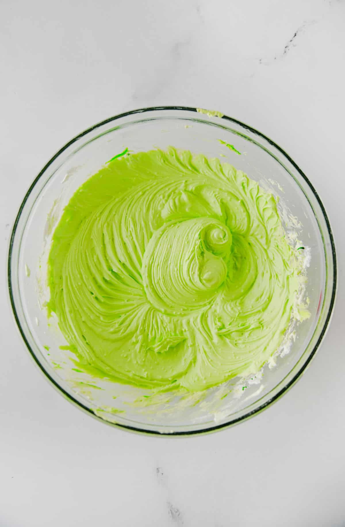 How to Make Grinch Dip - all ingredients in bowl.