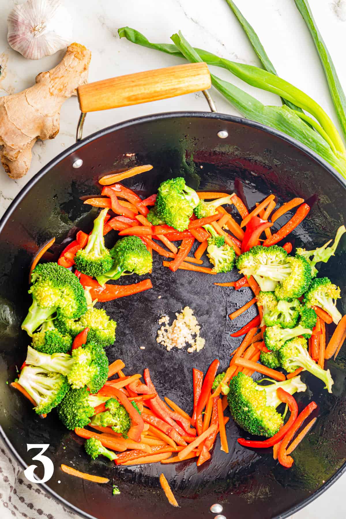 How to Make Ground Beef Stir Fry Step 3 - saute the vegetables.