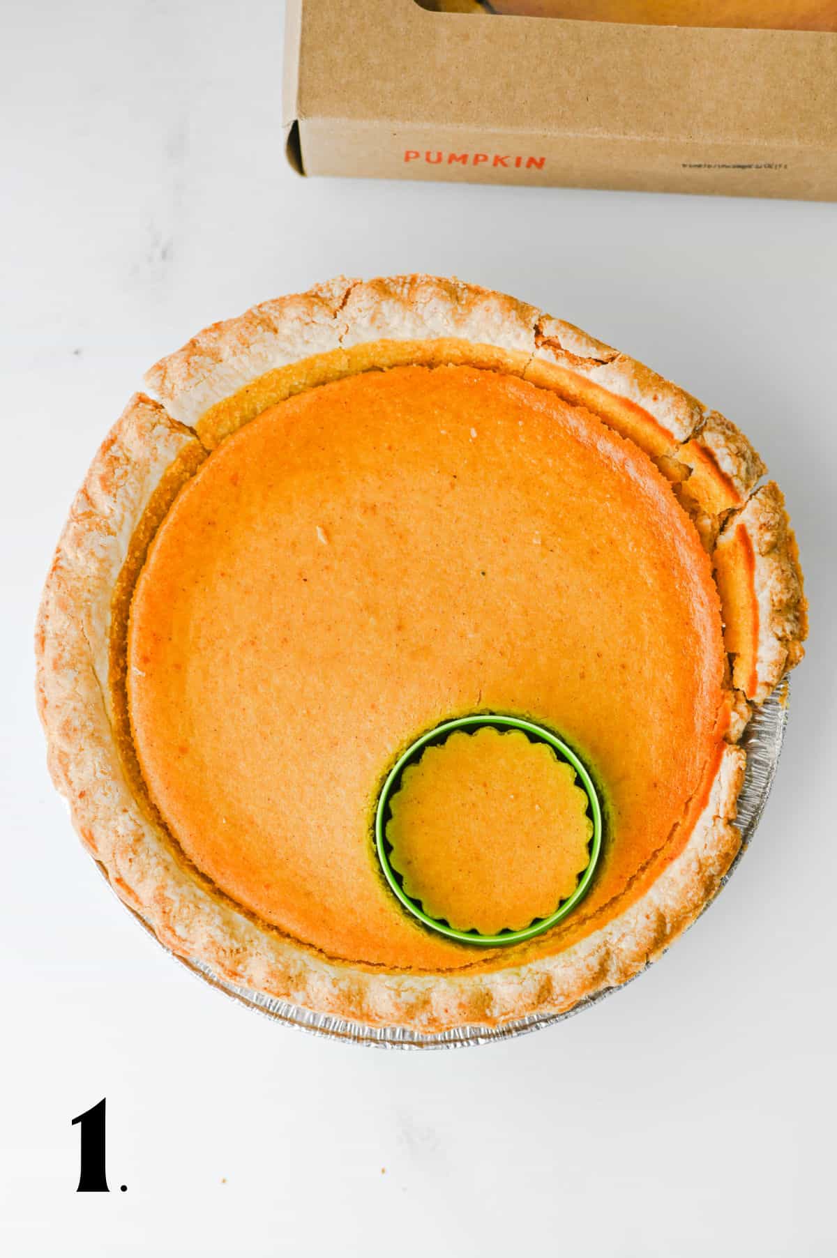 How to Make Pumpkin Pie Bites Step 1 - use cookie cutter to cut mini pies.