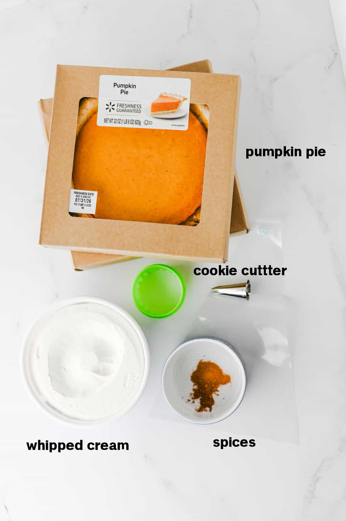 Pumpkin Pie Bites Ingredients on counter/