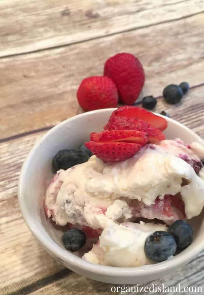 Patriotic Blueberry Strawberry Ice Cream